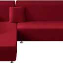 Sectional Sofa Covers 2 Pcs Stretch Couch Slipcover for L Shape Couch Chaise Sofa Furniture Protector Cover for Kids Dogs Pets with 2 Pcs Pillow Covers (Red)