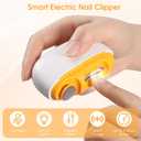 Electric Nail Clipper - 2 in 1 Smart Electric Nail Clippers for Seniors, Adults, Baby, Children, Polishing Clipper with LED Light, 2 Adjustable Speeds, USB Rechargeable Electric Nail Trimmer (White)
