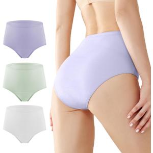 BATTEWA Oeko-TEX Certified Incontinence Underwear for Women Cotton Leak Proof Panties Bladder Leakage Protective Briefs Absorbent 50ML (Purple, X-Large, 3-Pack)