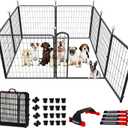 Portable Dog Crates & Playpen, 32'' Metal Pet Pen for Small/Medium Dogs, Easy-Carry Straps, Ideal for Indoor/Outdoor, Camping, RV, Yard (One Door)