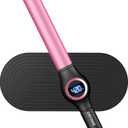 1 Inch Curling Wand for Long Hair, Extra Long Barrel Ceramic Curling Wands, 7 Adjustable Heats for All Hair Type, 110-240V Dual Voltage Wand Curler, 60 Minutes Auto Shut Off (1" Pink&Black)