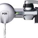 PUR PLUS Horizontal Faucet Mount Water Filtration System with 3-in-1 Lead Reducing Filter for Great-Tasting Filtered Tap Water, Lasts 100 Gallons, Fits Most Kitchen or Bathroom Faucets, Chrome