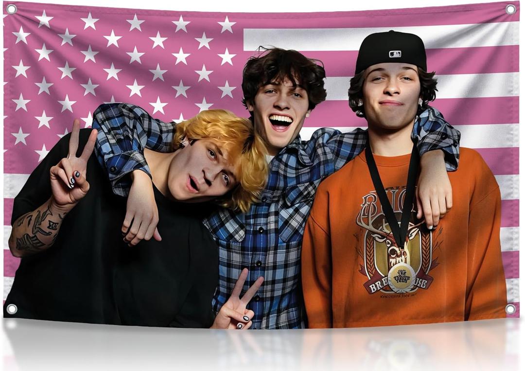 3x5 Ft American Triplets Single Sided Flag with 4 Grommets - Funny Polyester Tapestry Banners for Bedroom College Dorm Concert Bar Decor - Triplets Flag Polyester Decor for Indoor or Outdoor