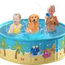 Foldable Swimming Pool for Kids 62.9"x17.7" Hard Plastic Portable Dog Pool Anti-Slip Collapsible Pets Bathtub Kiddie Pool Indoor Outdoor Backyard (JellieMons 63'')