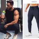 Aolesy Men's Joggers Sweatpants with Zipper Pockets Fleece Athletic Gym Winter Warm Pants for Workout, Running, Golf Navy Blue, Large 