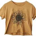 Women's Casual Summer Crop Top Cute Sunflower Graphic Crop Top for Teen Girl, Size M