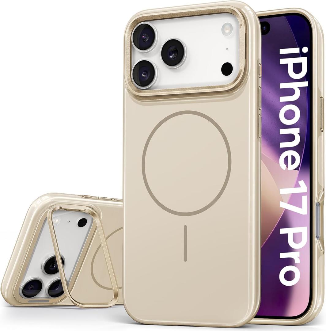 Vihibii for iPhone 17 Pro Case Slim, [Compatible with Magsafe], Invisible Camera Stand, Anti-Fading Glow Stylish Case, Military-Grade Protection & Scratch-Resistant Back Phone Cover, 6.3" 2025, White