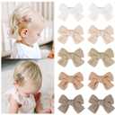CLLOT 10 Pieces 2inch Girls Hair Bows Linen Fabric Bows Alligator Clips Hair Accessories for Baby Toddlers and Infants5 Pairs Khaki Mini Bow