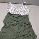 Blooming Jelly Women One Piece Swim Dress Tummy Control Swimsuits Slimming Mesh Sheer Sarong Wraps Bathing Suit (X-Large, Army Green Stripes)