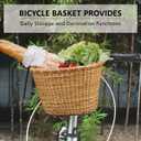 Bike Basket - Cane Woven Handlebar Bicycle Storage with Adjustable Leather Straps and Buckles for Kids and Adults, Suitable for Small or Folding Bikes