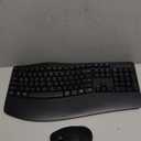 Keyboard and Mouse Combo, 2.4G Full Size Wave Keys Ergonomic Keyboard with Wrist Rest and 3-Level DPI Adjustable Wireless Ergonomic Mouse for Windows, Mac OS Desktop/Laptop/PC(Black)
