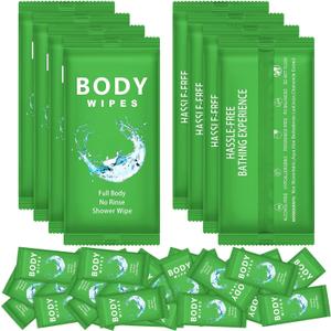 Treela 300 Pcs Large Body Wipes Bulk Deodorant Travel Size for Homeless Care Package Supplies Individually Wrapped Adults Bathing No Rinse Wet Wipes Men Women Hygiene Items(7.09" X 9.84",Green)