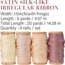 Mindsoft 20 Yard Silk Satin Irregular Frayed Ribbon Handmade Fringe Ribbon with Wooden Spool for Craft Gift Wrapping Baby Shower Wedding Bridal Bouquets Holiday Decor(Mixed Nude Color)