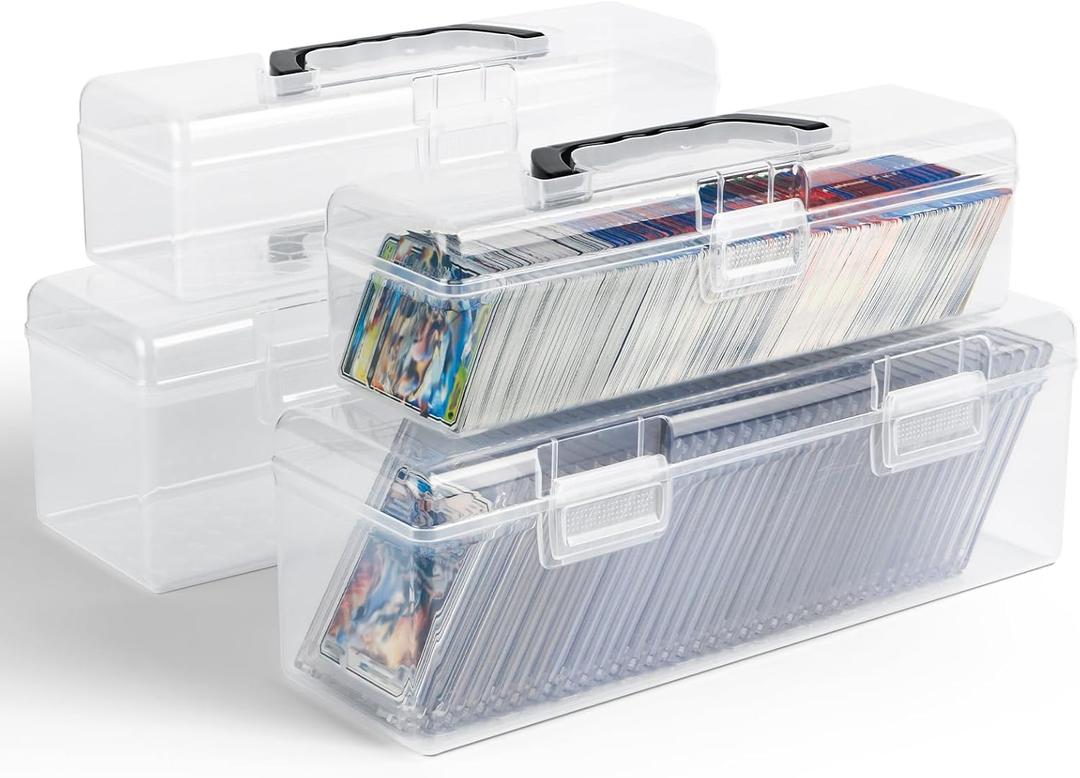 HOXHA Trading Card Storage Box 4 Pack Large & Small Holder Cases for Toploader & Standard Cards, Durable Organizer with 2600+ Capacity, Perfect for Card Collectors