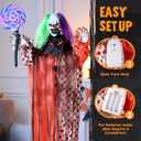 JOYIN 53" Halloween Hanging Clown Decorations Outdoor, Scary Animated Decor Waving Arm with Sound and Red Light Up Eyes Sound Activated Screaming Yard Props for Indoor Haunted House Party Lawn