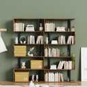 Gadroad 5-Tier Geometric Bookcase,S Shaped Bookshelf, Wood Decorative Storage Shelving, Modern Freestanding Display Shelves, Tall Book Shelf Unit for Living Room Bedroom, Rustic Brown, 27.56"W x 62"H