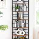 HOMISSUE Corner Shelf, 7 Tier Tall Narrow Bookshelf 82.6", Industrial Corner Bookcase with Storage for Home Office Living Room and Bedroom, Brown