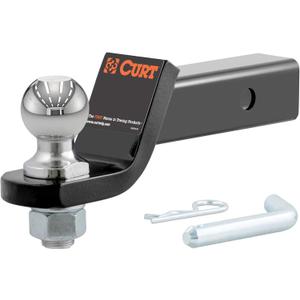 CURT 45036 Trailer Hitch Mount with 2-Inch Ball & Pin, Fits 2-in Receiver, 7,500 lbs, 2" Drop, GLOSS BLACK POWDER COAT
