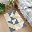 2x3 Washable Area Rugs Geometric Abstract Small Carpet Blue and Gold Doormat for Entryway Bathroom Living Room Bedroom Washing Room Non Slip (Multi Color)