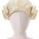 Spooktacular Creations Halloween Men Beige Washington Judge Colonial Wig, Long Wave Curly White Wig for Adult Men Halloween Costume Cosplay Party Accessories Funny Costumes Founding Father Costume