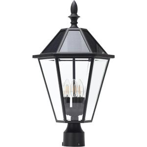 LUTEC 12513LE4-SL-Head LED Post Solar Light Outdoor, Dusk to Dawn Vintage Street Lights for Lawn Patio Yard Pathway Garden Mount (Base Not Included) (Black)