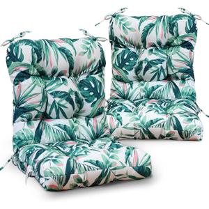 EAGLE PEAK Tufted Outdoor/Indoor Seat/Back Chair Cushions, Set of 2, 42'' x 21'', Tropic Green