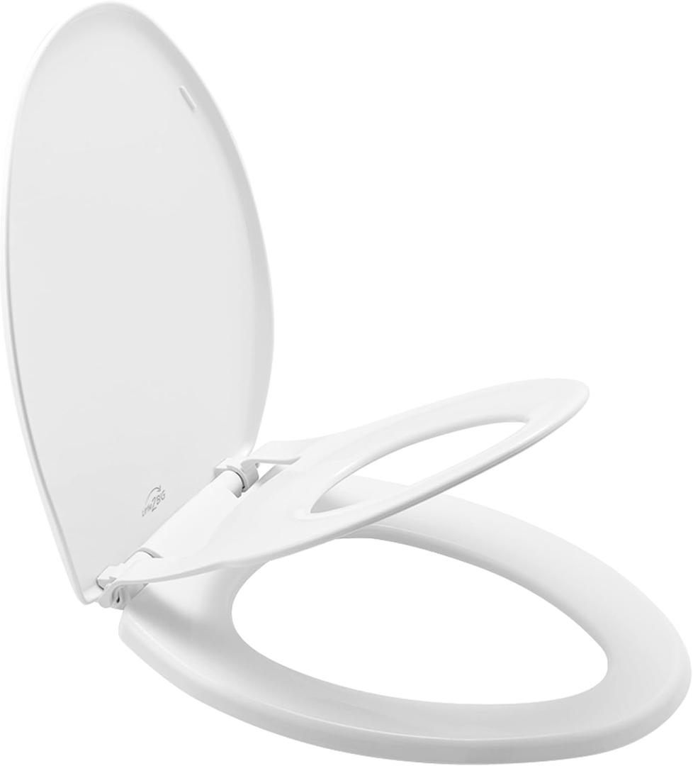 Little2Big Toilet Seat with Built-In Toddler Potty Training Seat, Slow Close, Easy to Install, Made in USA, ELONGATED, White