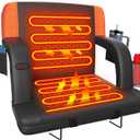 Suteck Dual-Sided Heated Stadium Seats for Bleachers with Back Support, Portable Heated Bleacher Seat with Backrest, 3 Heat Levels, 5 Pockets  Ideal for Outdoor Stadiums and Events (1PC 25in Orange)
