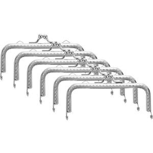 uxcell 6 Pcs Metal Purse Frame, 10.5cm/4.1" Retro Arch Kiss Lock Clasp Frame Embossed for Purse Making, Handled Bag, Coin Bag Clutch Bag, Frame Hardware Replacements (Silver)