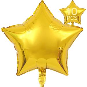 3 x Star Balloons 18 Inch, 10 Pcs Gold Star Shaped Mylar Helium Foil Metallic Balloon for Birthday Party Decorations Baby Shower Wedding Anniversary Backdrop Party Supplies