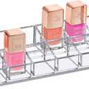 Amazing Abby - Glamour - 12-Slot Acrylic Nail Polish Organizer, Lipstick Holder, Lip Gloss Organizer, Cosmetic Storage Display, Perfect Storage Solution for Drawer, Vanity, Bathroom, and More