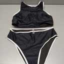 SUUKSESS Women High Waisted Bikini Sets High Neck Sporty Two Piece Swimsuits, L