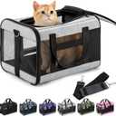 Cat Carrier Airline Approved, Soft-Sided Dog Carrier with Inner Safety Leash, Pet Transport Carrier for Small-Medium Cats Puppies up to 15 Lbs, Collapsible Travel Kitten Carrier Bag -Gray M (17.0"L x 11.0"W x 11.0"H, Grey)