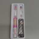 SEAGO Kids Electric Toothbrush with 2 Mins Timer and 4 Replacement Bursh Heads, Rainbow LED Light Make Brushing Fun, Pink Color Girls Battery Powerd for 4-12 Years OldSG-977