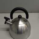 Primula Stewart Whistling Stovetop Tea Kettle Food Grade Stainless Steel, Hot Water Fast to Boil, Cool Touch Folding, 1.5-Quart, Brushed with Black Handle