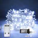 98FT 300LED Fairy Lights Clear Wire with Remote Control, 8 Modes String Lights with Timer Starry Twinkle Lights for Indoor Bedroom Party Christmas, Cold White