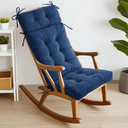 Millsilo Rocking Chair Cushions for Indoor Rocker, Comfortable Chenille Tufted Non-Slip Rocking Chair Pads with Ties for Adirondack, Glider Chair Rocker Replacement Cushions, Navy, 52"x19"x4"