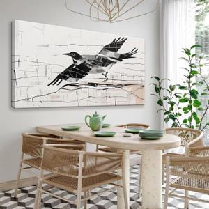 Tsomzxng Large Abstract Wall Art For Living Room Decor Bird Canvas Art Wall Decor 29" X 58" Painting Black Grey White Bird Wall Art For Bedroom Home Office Dining Room Decor