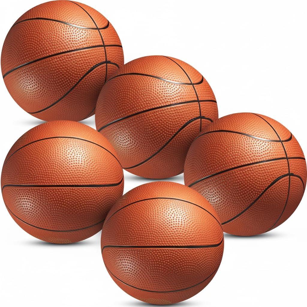 Mini Basketball Set for Kids - 6 Inch (5 Pack) w/Hand Pump - Small Size Indoor Mini Hoop Balls for Toddlers - Over The Door Basketball Games, Indoor & Outdoor, Small Hoops, Pool Play & Party Favors (Orange)