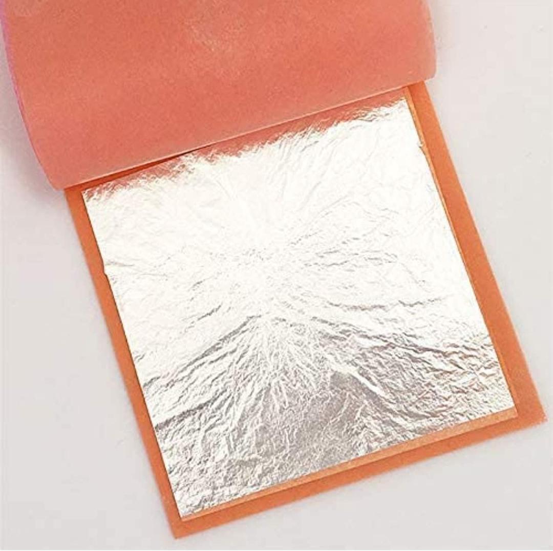 Pure Silver Leaf Foil Sheets 50pcs 99.9% Real Silver Varakh 35 Inch for Art, Crafts, Food Decor, Nail Art, and Home Decor