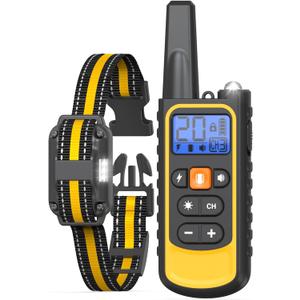 Dog Shock Collar with Remote Control for Small Medium Large Dogs, 3300FT Waterproof Rechargeable Dog Training Collar with 20 Adjustable Shock & Vibration Levels, Beep, LED Light & Safety Lock