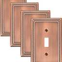 4-Pack Single Toggle Light Switch Cover Plate, Pearls Decorative Switch Plate Covers, Antique Copper 1 Gang Metal Wall Plate, Corrosion Resistant