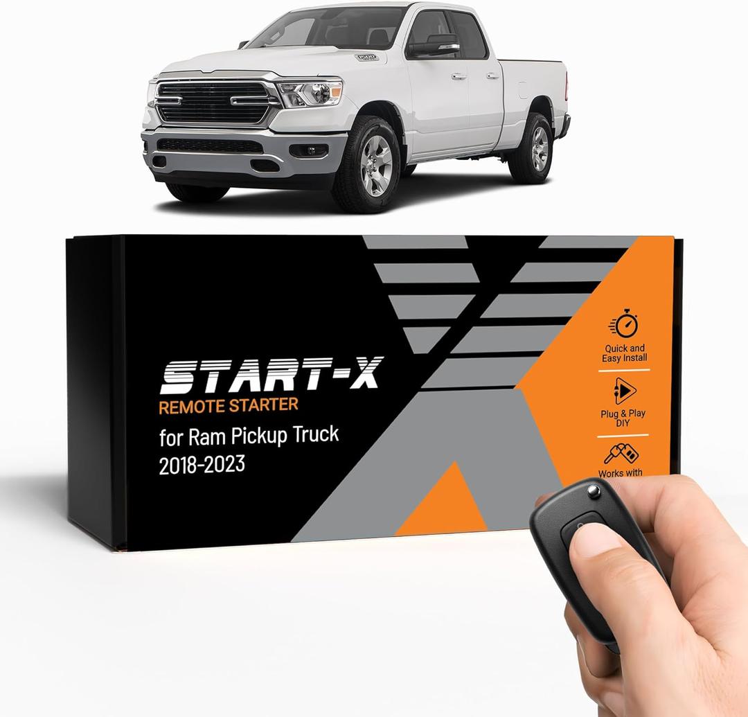 Start-X Remote Starter Kit for RAM 1500/2500/3500 (2018, 2019, 2020, 2021, 2022, 2023) Trucks, All Trims | Tip-Start Key Ignition | Plug & Play Install | Lock 3X to Remote Start | Zero Wire Splicing