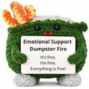 The trend collection Emotional Support Dumpster Fire Crochet, Handmade Positive Support Gift. Counselor, Teacher, Co Worker Office Desk Decor. Friends and Family. Funny Stress Relief Gag Gift. Medium