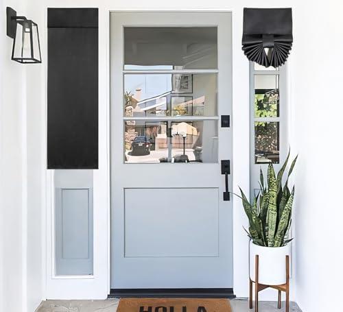 PI Blackout Classroom Door Window Curtain,Privacy Tie up Shade Thermal Insulated Small French Door Curtain for Classroom/Sliding Door/Front Door 1 Panel (W12XL40,Black)