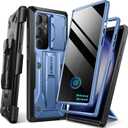 TONGATE for Samsung Galaxy S23 Ultra Case, [Built-in Slide Camera Cover & Screen Protector] [2 Front Frame]Military Grade Shockproof S23 Ultra Phone Case with Kickstand & Belt-Clip 6.8", Privacy Blue