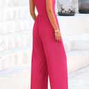 PRETTYGARDEN Womens Summer Jumpsuits Dressy Casual One Piece Outfits Sleeveless Mock Neck Wide Leg Pants Rompers with Pockets (Pink, XXL)