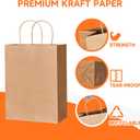 METAPRINT Brown Paper Gift Bags with Handles in Bulk, 100pcs Kraft Paper Bags 8x4.5x10.8 inch, Recyclable Shopping Bags for Retail, Grocery, Party Favors, Wedding