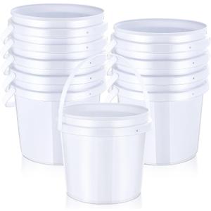 Yaomiao 10 Pcs 1 Gallon Bucket White Plastic Bucket Without Lids Paint Buckets Pails Paint Cans Storage with Handle Bucket Pail Container for Multipurpose Household Crafts Projects(1 Gallon)