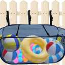 Pop-Up Pool Float Storage Bag,47x23.6x23.6inch Hanging Mesh Organizer Adjustable Pool Toy Storage Foldable Mesh Basket for Fence & Above Ground Poolside Storage Inflatable Floats, Rafts, Pool Toys